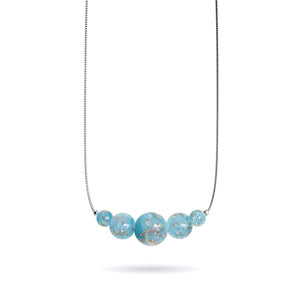 Céruléen | Argent sterling .925 | Collier fermoir infini en verre luciole